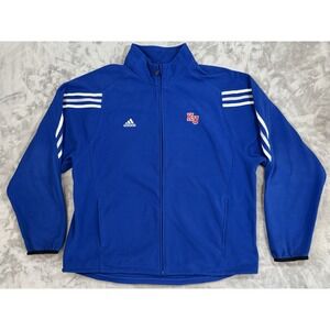 Kansas Jayhawks Adidas Jacket Mens XL Blue Fleece Full Zip Sleeve Pocket KU